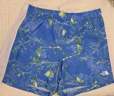 The North Face Mens Shorts Lined Blue White Drawstring Flash Dry Size Med