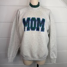 Vintage Mom Sweatshirt XL 90s Y2K Green Blue Plaid Print