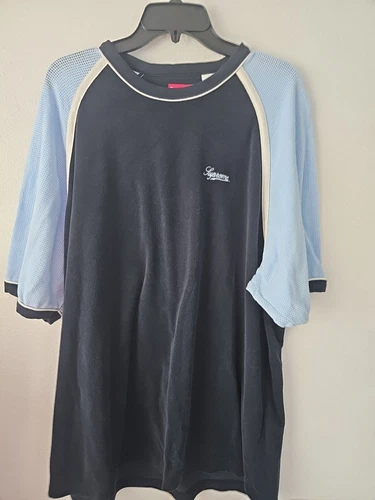 Supreme Terry Raglan S/S Top SS23 manches courtes bleu col rond chemise homme taille XL