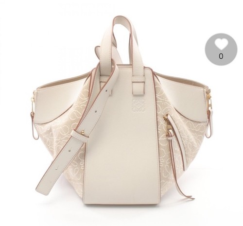 Loewe Hammock Bag Leather and Anagram Jacquard Small W/ Dustbag White Cream