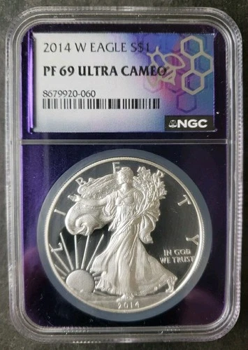 2014 W Proof $1 American Silver Eagle Dollar NGC PF69 Ultra Cameo