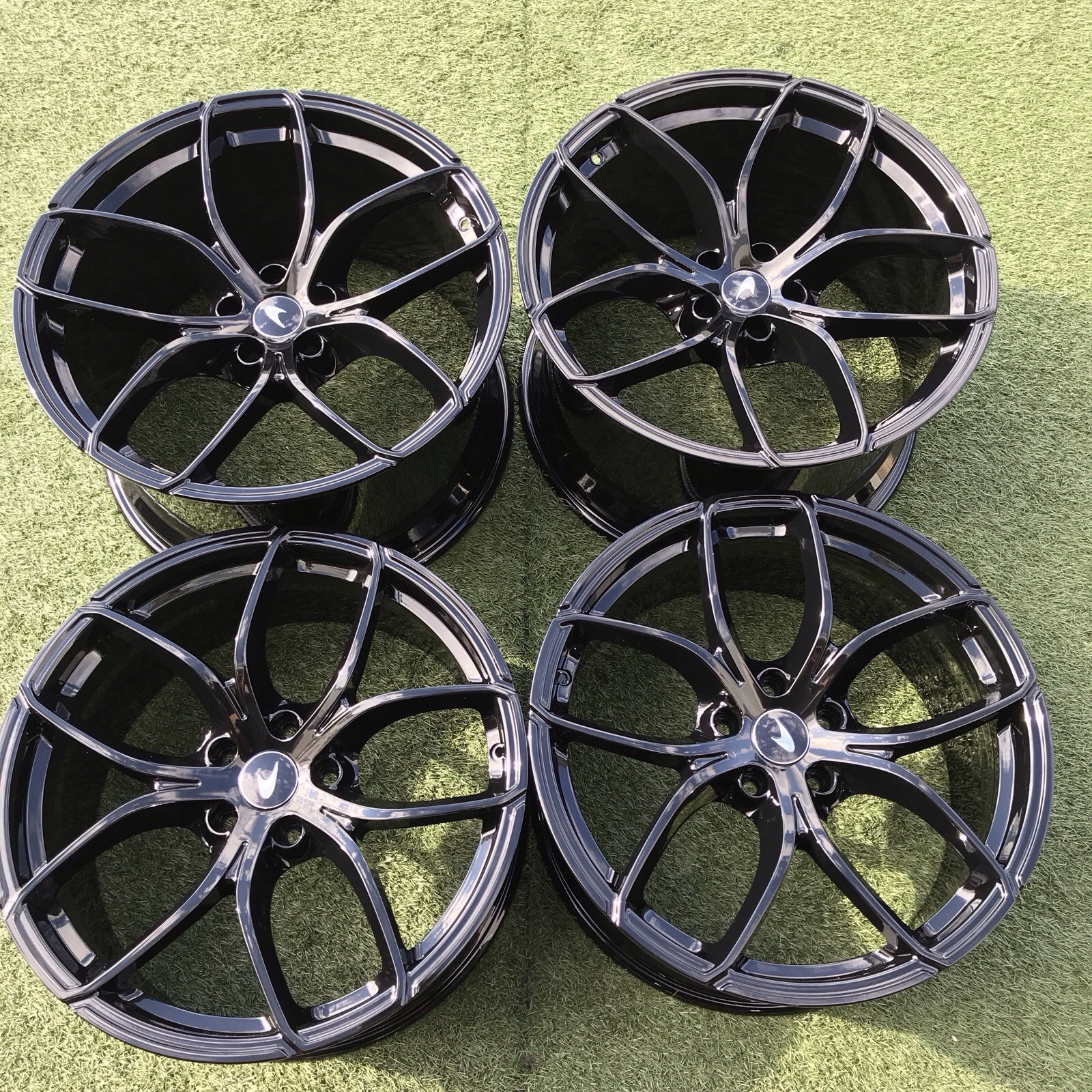 19 20 MCLAREN RIMS OEM STOCK FACTORY SET 4 720S WHEELS GENUINE BLACK GLOSS 720 S