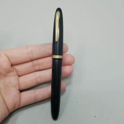 Vintage Sheaffer Black Fountain Pen14k Nib Gold Filled Trim AS IS