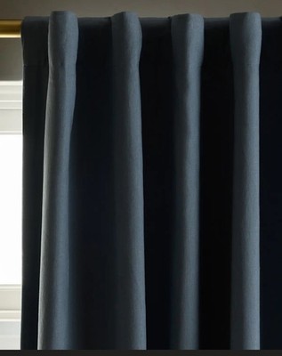 Quince Home European Linen Curtain Blue Chambray 96X96 Drape Curtain Large NWOT!