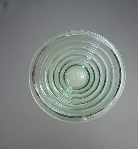 13.5" Walter Dorwin Teague Lens Bowl Art Deco Green Glass Steuben Replica