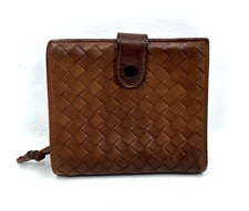 Bottega Veneta Women's Intrecciato Bifold Brown Leather Wallet Made in Italy