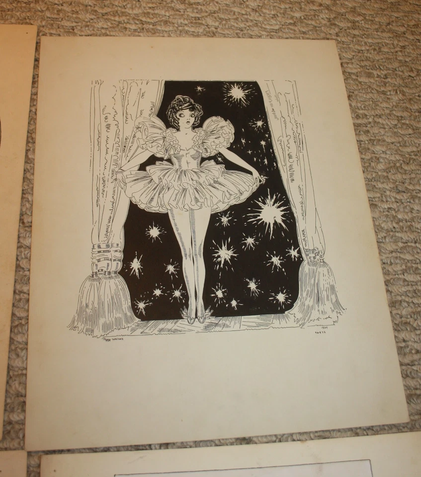 Lote de 6 desenhos femininos vintage Art Nouveau show automático - Imagem 4 de 4