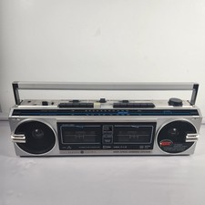Vintage GE Mini AM FM FM Stereo Dual Cassette Recorder 3-6210 Boom Box