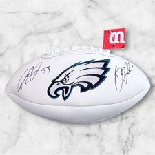 Saquon Barkley & Cooper Dejean Signed Autographed Eagles Football SB CHAMPS PSA