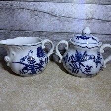 Vintage Blue Danube Blue Onion Creamer and Covered Sugar Bowl Set with Lid