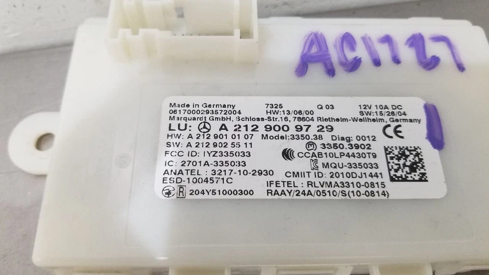 18 MERCEDES BENZ AMG GT 190 MÓDULO DE CONTROL GO SIN LLAVE 2129009729 Foto 4 de 4