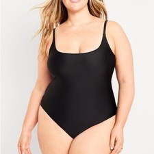 NWT Old Navy Black One Piece Swimsuit Size XL Minimal Scoop Neck Bathing Suit