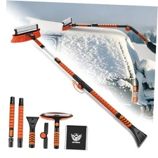 62.4" Foldable Snow Brush and Ice Scrapers for Car Windshield, Orange