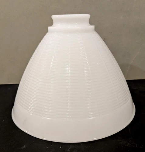Old White Milk Glass 5.75"x8" Basketweave Torchiere Lamp Shade 2.25" Fitter