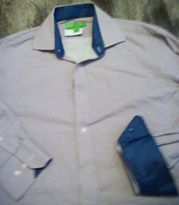 Bristol & Bull Shirt Mens Large Multicolor Plaid Long Sleeve Button Flip Cuff ++
