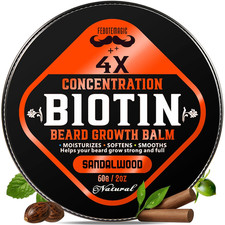 Biotin Beard Growth Balm for Men   Conditioning Balm with Castor, Shea  Jojoba