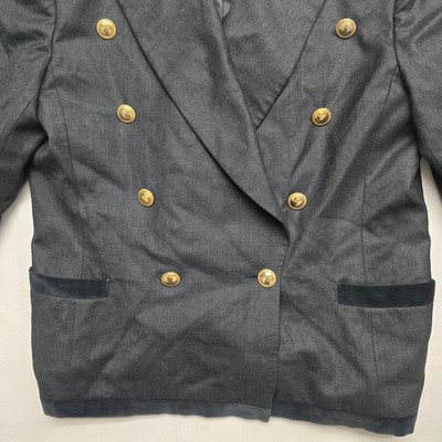 Vintage Escada Margaretha Ley Jacket 22 Black Wool Double Breasted