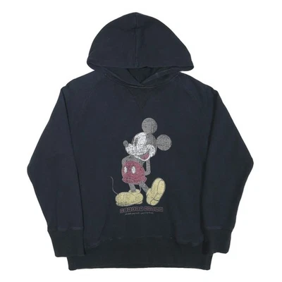 DISNEY Femme Noir Mickey Mouse Graphique Hoodie Enfilé M Coton Mélangé - Photo 1/4