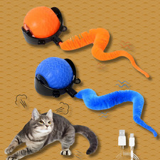 Interactive Cat Toy Ball USB Rechargeable w/ Tail Smart Motion Pet Toys Indoor
