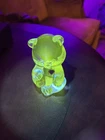 GLOWS under black light Fenton April Bear Diamond Heart Glass Vintage