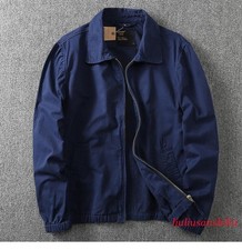 Mens Spring Coat Pure Color Business Full Zipper Cotton Casual Lapel Work Jacket