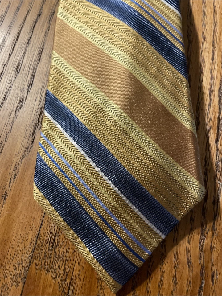 Corbata de seda tejida gruesa a rayas Santorelli usada en excelente estado reciente hecha a mano Foto 2 de 4