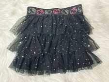 Hello Kitty Black Sequin Tulle Mini Skirt Pull-On Stretch Waistband
