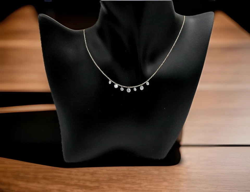 Estate Tom Cook Jeweler 14k Yellow Gold Drilled Diamond Dangle Fashion Necklace