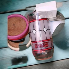 Vintage COCA-COLA Tiffany Stained  ,coke-cola,set of two,free shipping