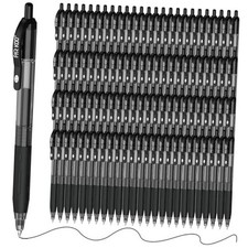 Black Gel Pens, 100 Pack Quick Dry Retractable Medium Point 0.7mm 100 Black
