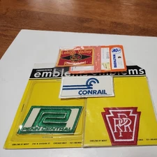 (4) VINTAGE RAILROAD EMBROIDERED PATCHES PRR Penn Central Lehigh Valley Conrail