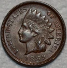 AU-UNC 1889 Indian Head Cent, Fully Lustrous & Barely Circulated.