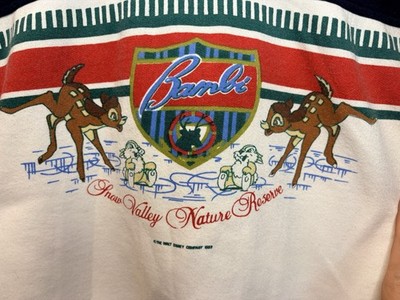 Vintage 1992 Disney Bambi Snow Valley Nature Reserve Sweatshirt Size S Rare USA
