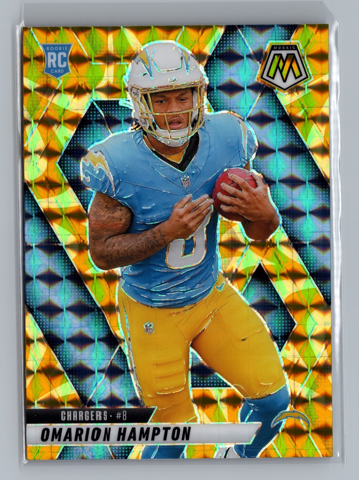 2025 Panini Mosaic - Rookie Omarion Hampton #335 Mosaic Reactive Yellow Chargers