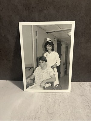 Vintage 1970 s Mount Carmel Hospital Ohio Photo a nurse transporting a patient