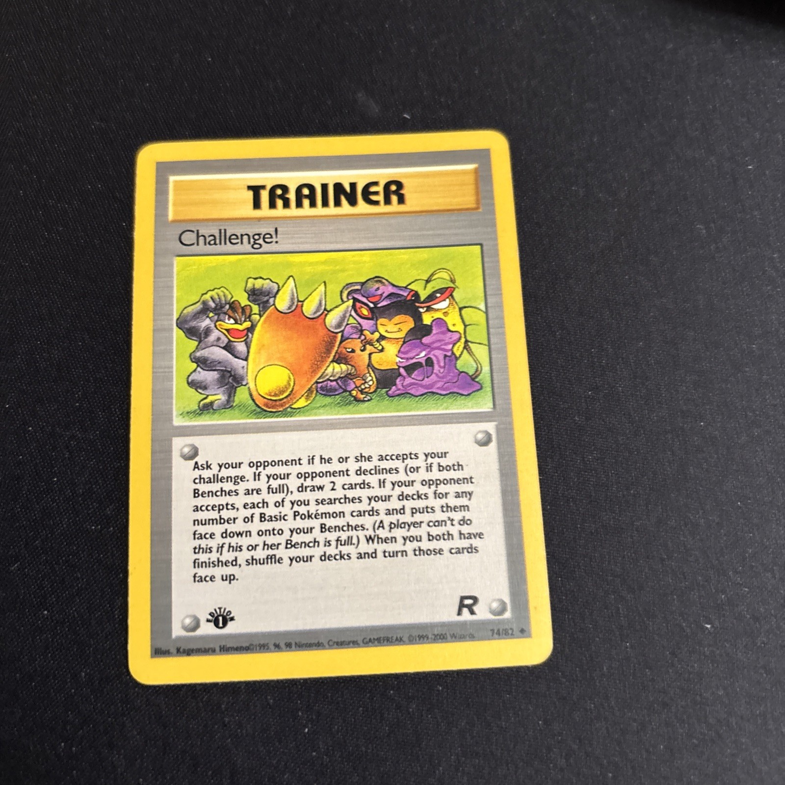 POKEMON CHALLENGE! 74/82 1ST EDITION TRAINER TEAM ROCKET MACHAMP MUK SNORLAX NM