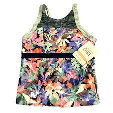 New Athleta Girl Surfs Up Tankini Top Girls Size XL 14 Swim Top Floral Blue