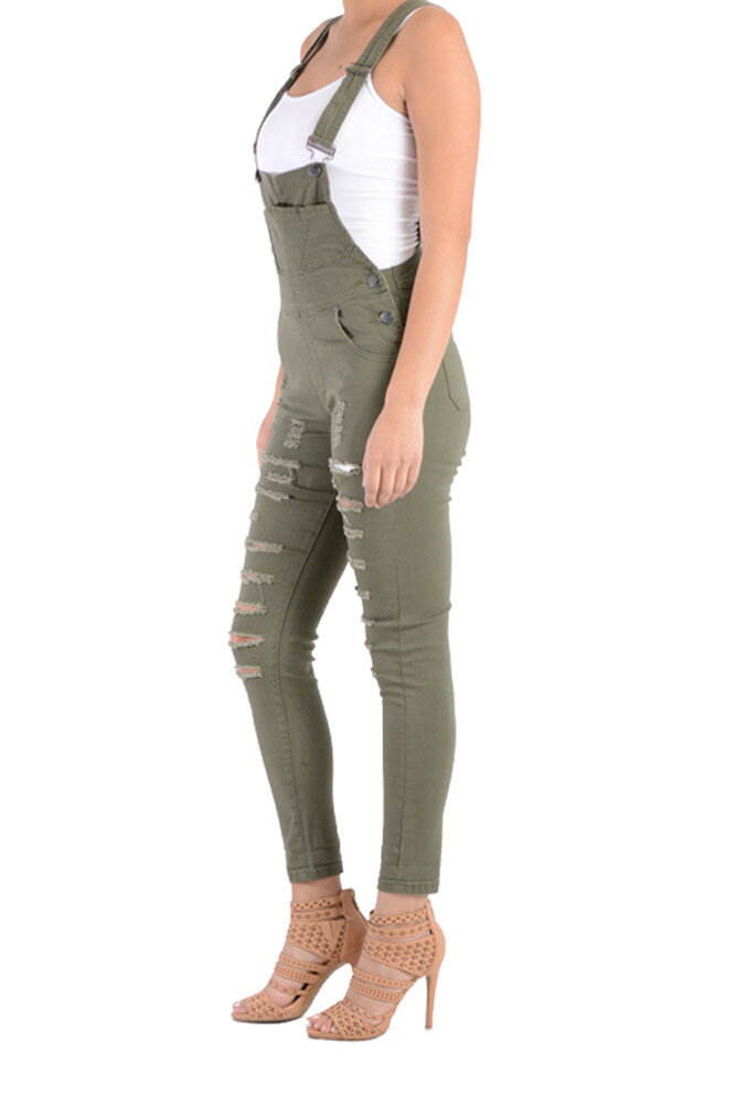 American Bazi Women's Solid Ripped Romper Jumpsuits Skinny