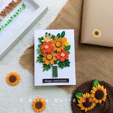Paper Quilling Greeting Card - Unique Handmade Anniversary Card