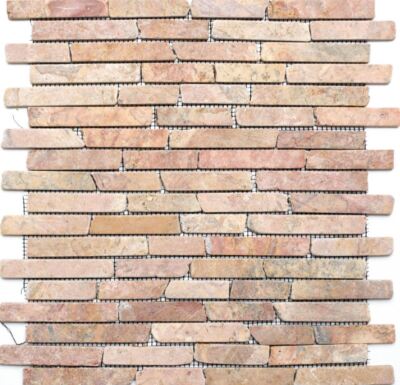 Terracotta Mosaik Stäbchen Marmor Naturstein rosso Fliesenspiegel WC 40-0145_b