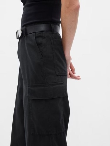 GAP 90's Loose Cargo Wide Leg Y2k Grunge Black Baggy Size 18 Pants #798433 RT$90 - Picture 3 of 6