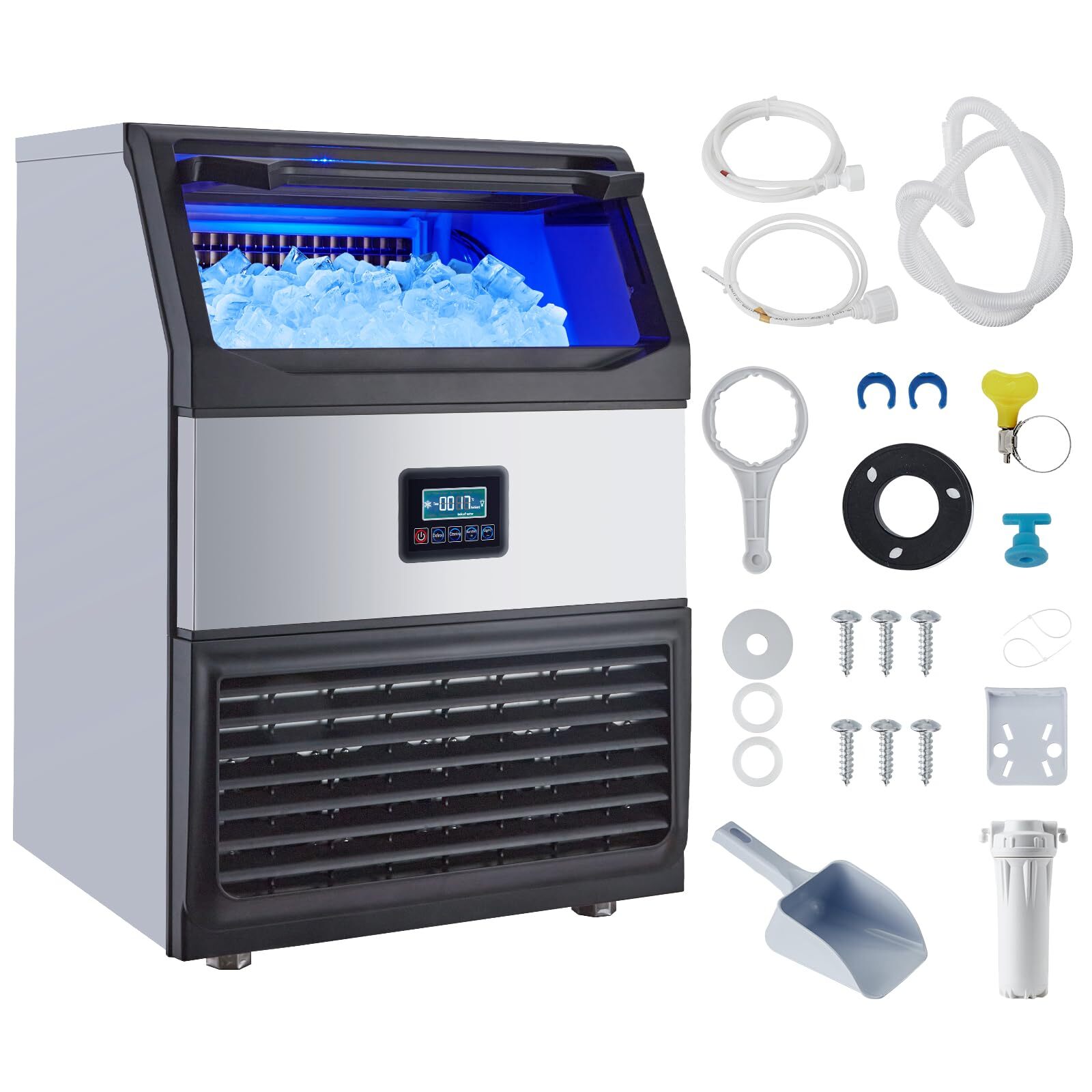 Commercial Ice Maker 265lbs/24H Production 55lbs Storage for Home Bar Party 