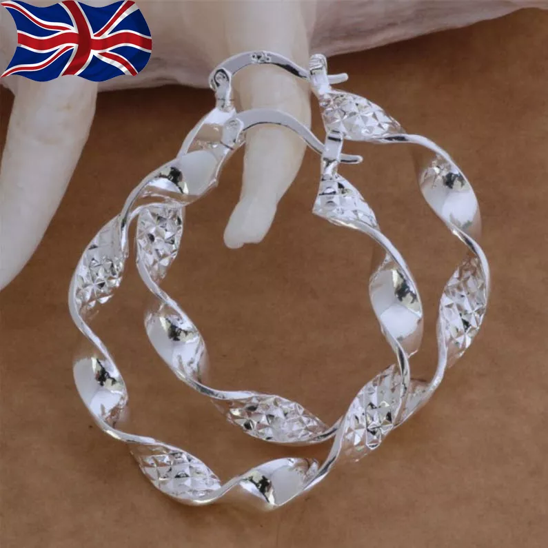 4cm silver on sale hoop earrings