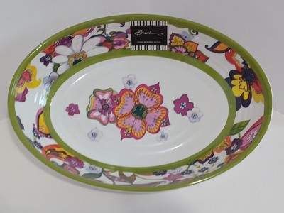 Baci Melamine Oval Salad Pasta Serving Bowl, 13 , Gorgeous Floral, New