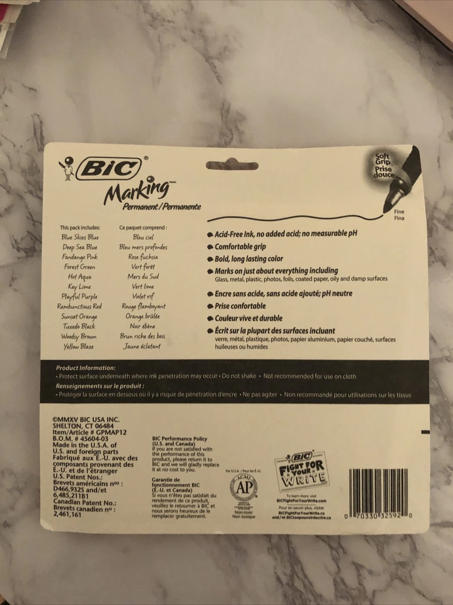 Bic Marking Fine Tip Permanent Marker Assorted 12Set GPMAP12ASST | eBay