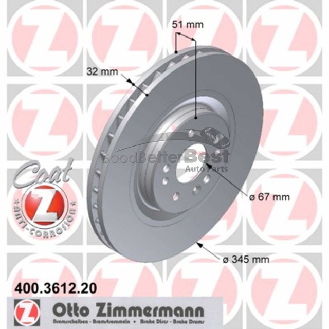 One ZIMMERMANN Disc Brake Rotor Front 400361220 1634210312 for MERCEDES