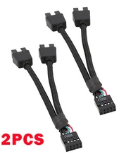 2x Motherboard USB 2.0 9-pin Header 1 to 2 Extension Hub Splitter Adapter USA
