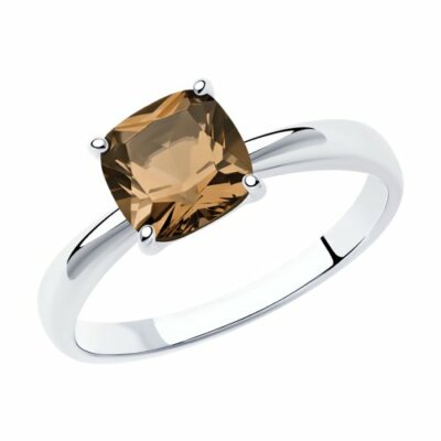 Damen Ring 925 Sterling Silber Rauchtopas Rhodiniert Gr. 54 Sokolov 03177