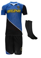 Virginia Soccer Uniform Kit Jersey Shorts Socks Youth Adult Blue Black Arza