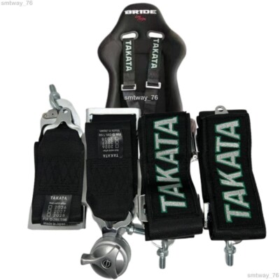 TAKATA 4 Point Snap-On 3'' With Camlock Racing Seat Belt Harness Universal Black